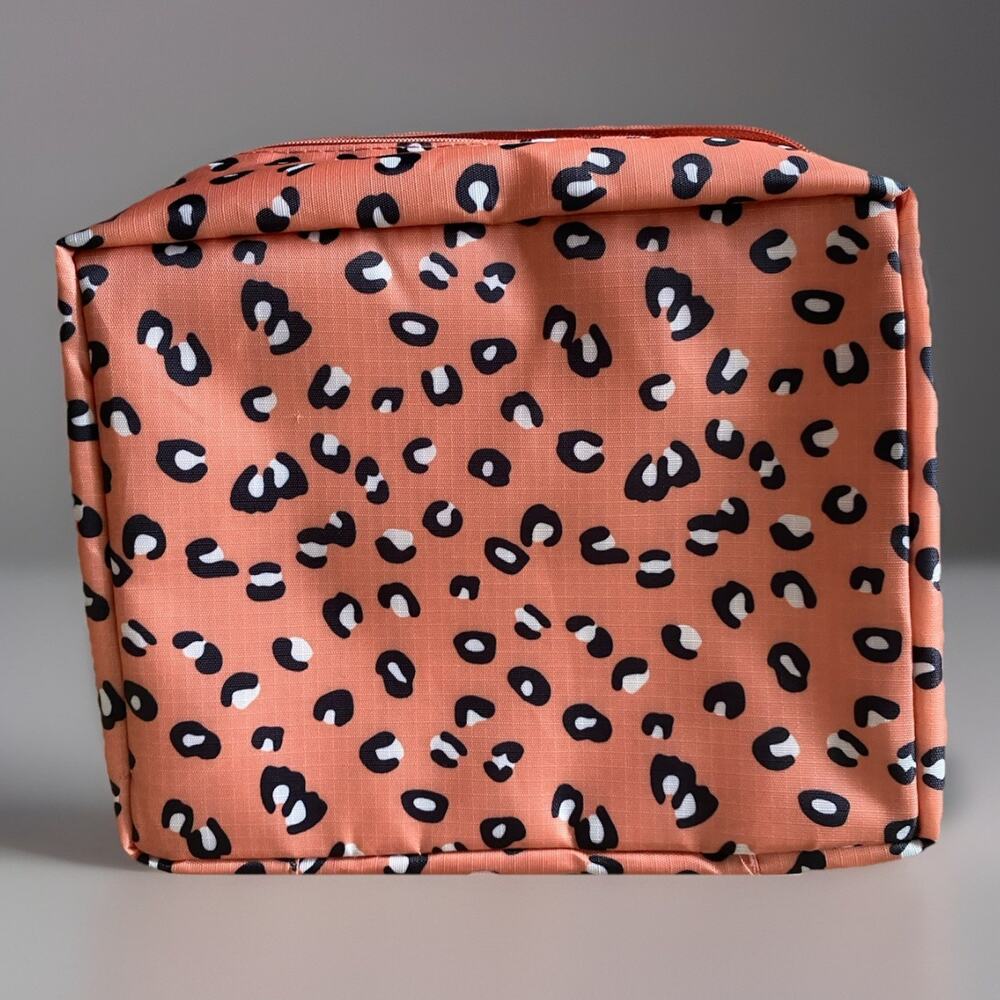 Peachy Pink Faux Leopard Hanging Compartmented Toiletry Bag by Travel
